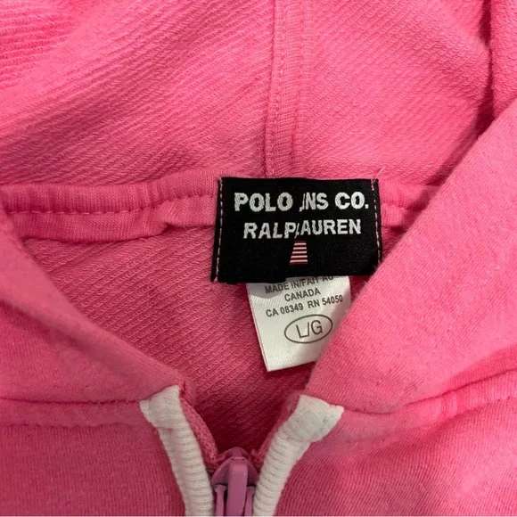 Ralph Lauren Pink and White Zip-Up Hoodie - Picture 4 of 6